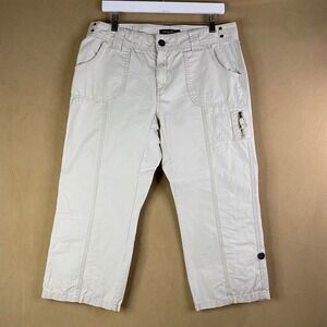 Eddie Bauer‎ Women's Beige Cargo Capri Pants Size 10 Cropped Utility Outdoor EUC